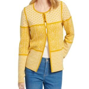 Peter Hahn Wool Blend Cardigan Yellow Danish 44 or US 14